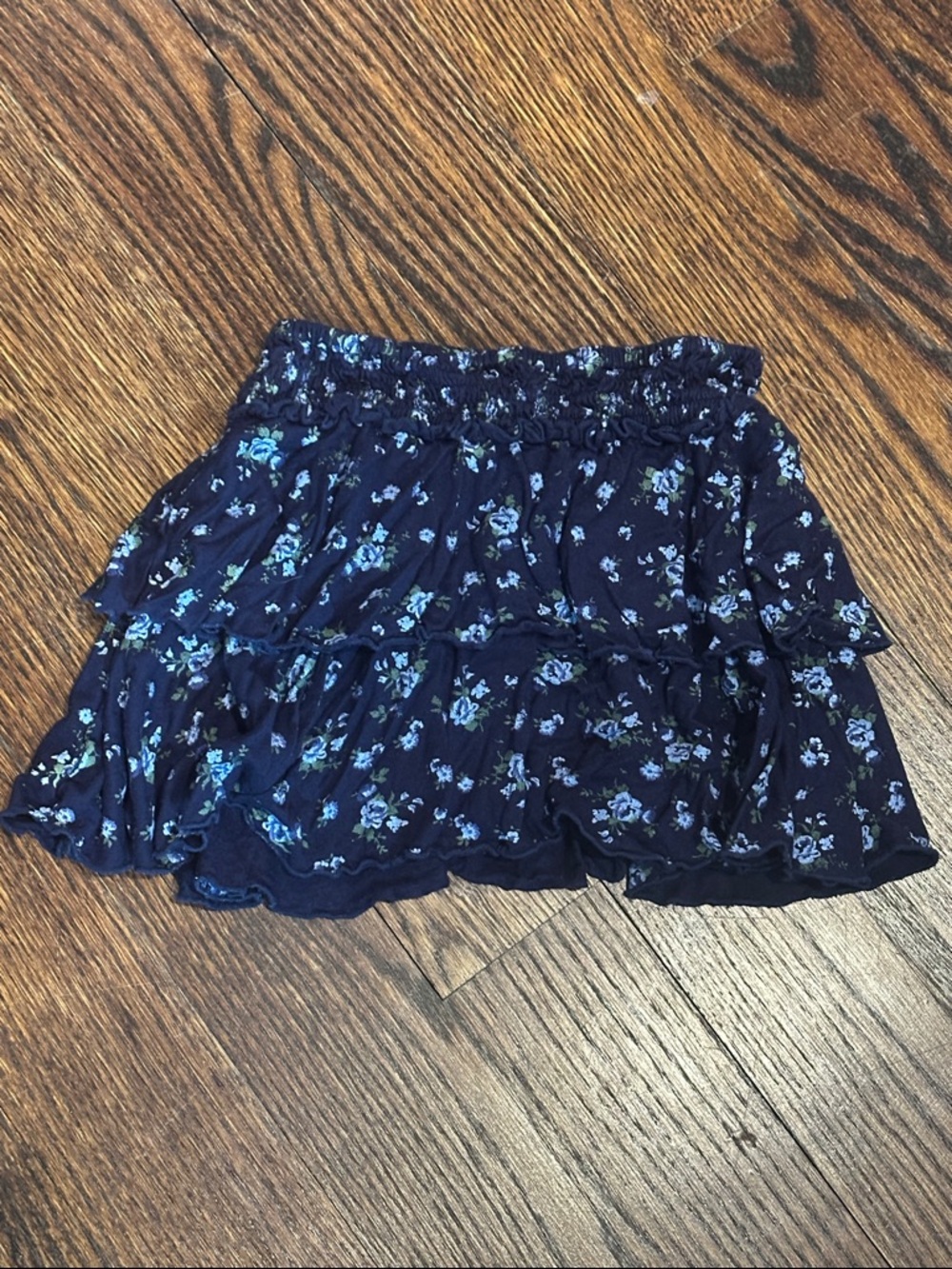 Flowers by Zoe Navy Floral Tiered Mini Skirt, Size 6X (111)